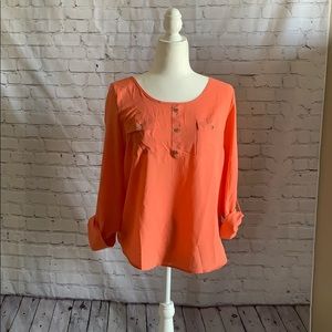 Coral silk blouse